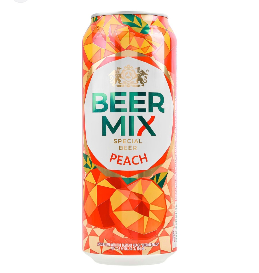 Пиво Beer MIX  Персик 0,5л. БАНКА (уп.24 шт.)