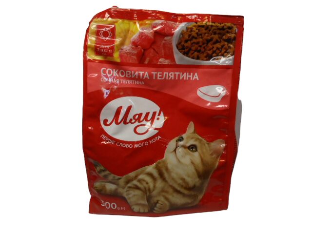 Корм для котів СУХИЙ Мяу з яловичиною 300г (уп.21шт.)
