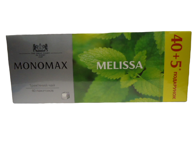 Чай МОНОМАХ 40+5 пак зелений MELISSA  з ниткою (ящ.14 шт.)
