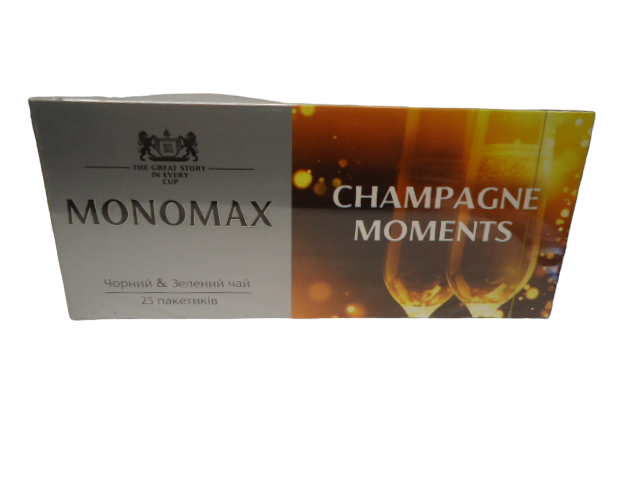 Чай МОНОМАХ 25 пак чорний з суницею CHAMPAGNE MOMENT з ниткою  (ящ.18 шт.)