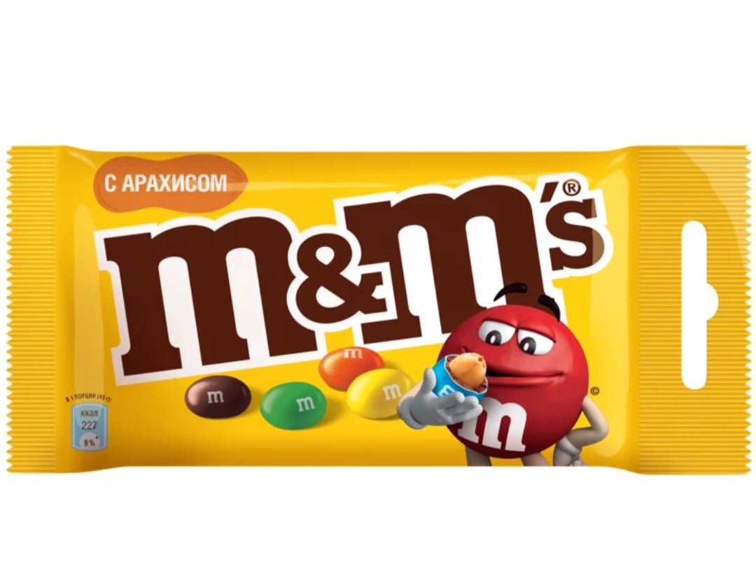 Драже M&M`s арахіс 45г (блок 36 шт.)