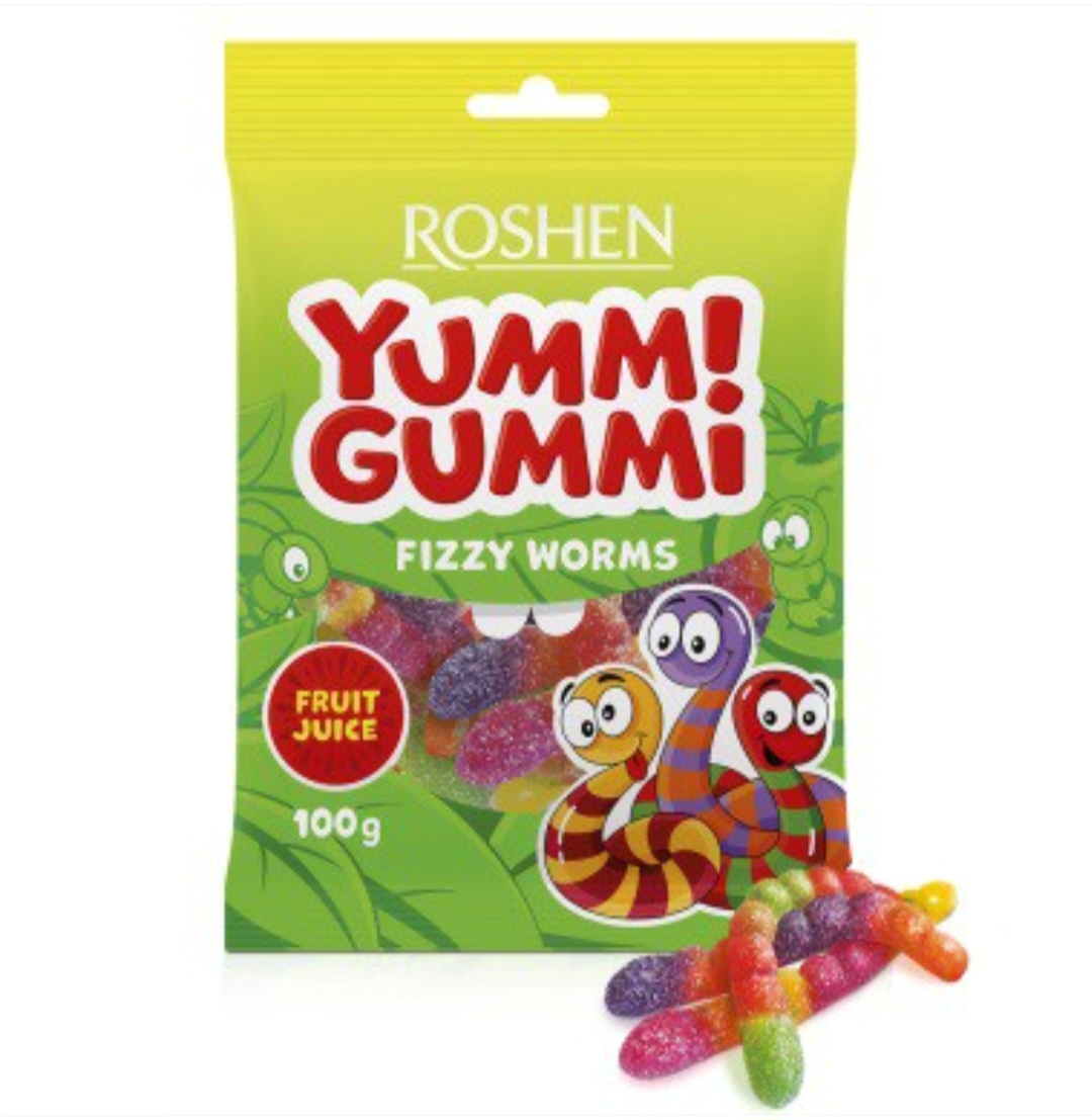 РОШЕН Желейні цукерки Yummi Gummi Fizzy Worms 70г (ящ.22 шт)