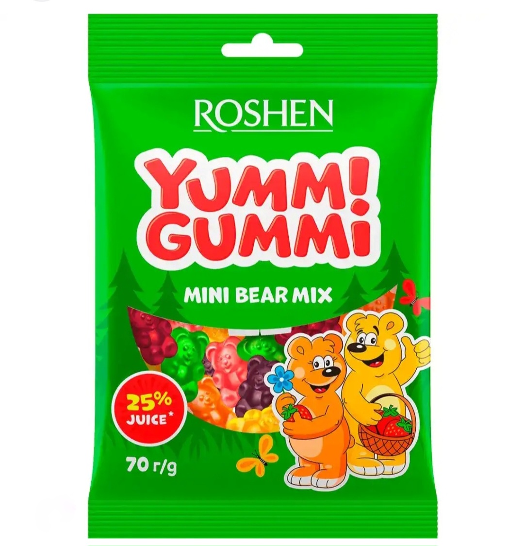 РОШЕН Желейні цукерки Yummi Gummi Mini Bear Mix 70г (ящ.22 шт)