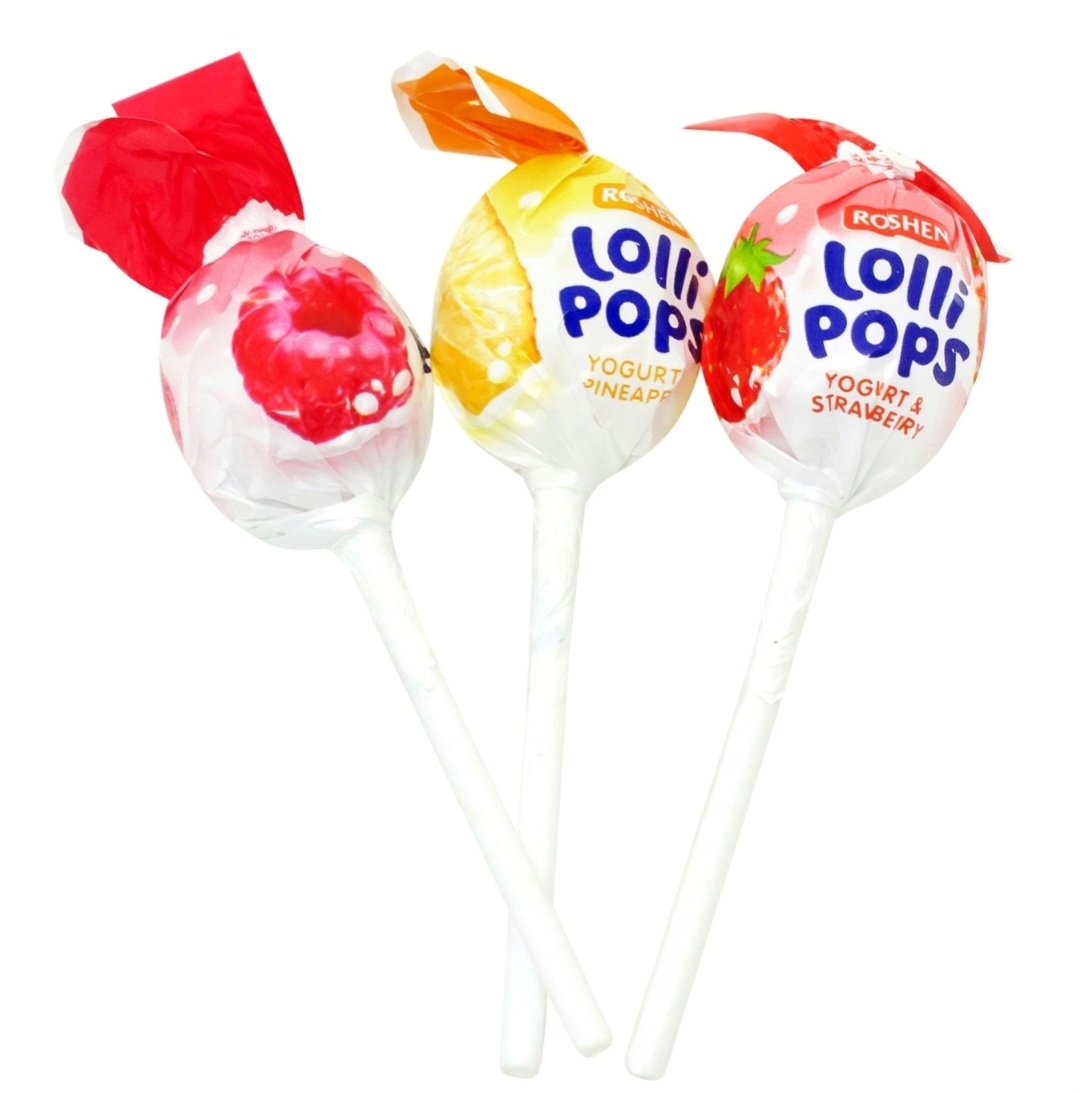 КАРАМЕЛЬ РОШЕН  Lollipops зі смаком йогурта  (в ящ.9 шт..)
