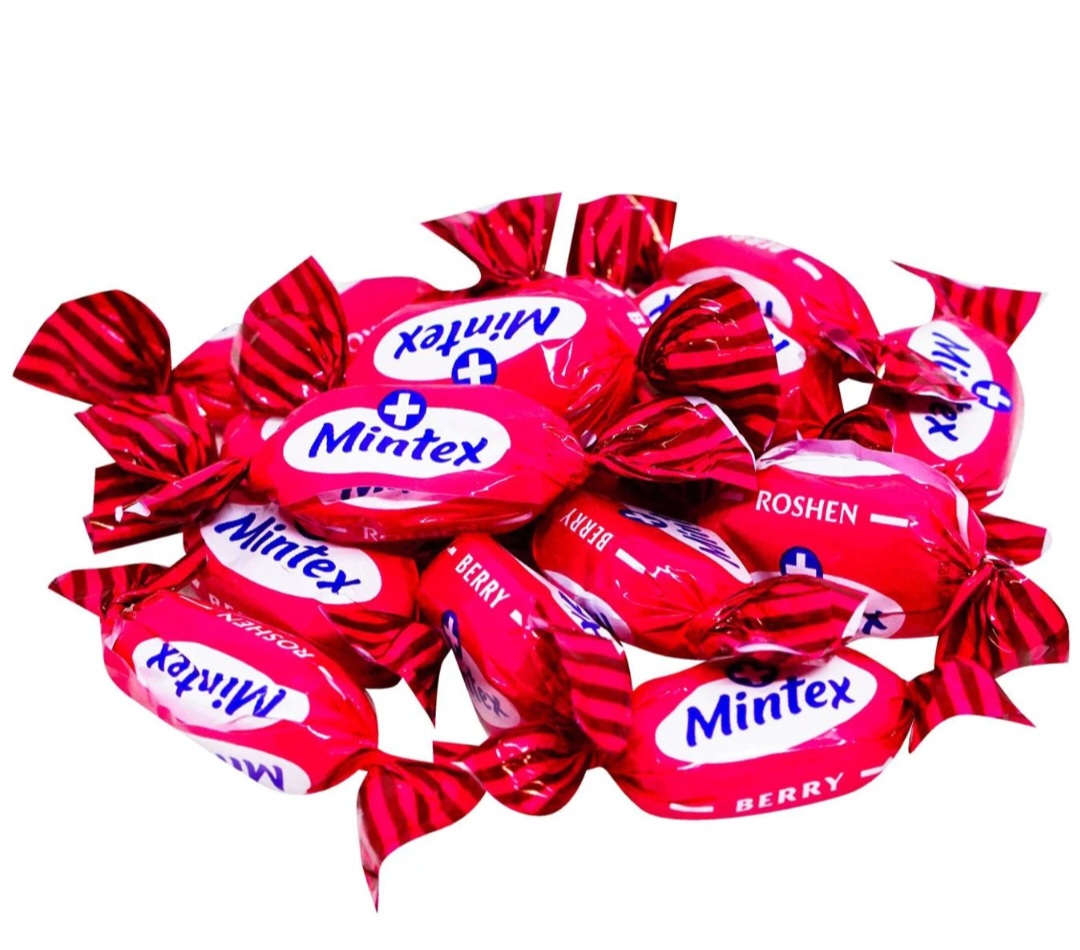 КАРАМЕЛЬ РОШЕН  Mintex + Berry зі смаком лісових ягід 1 кг. (в ящ.9 кг.)