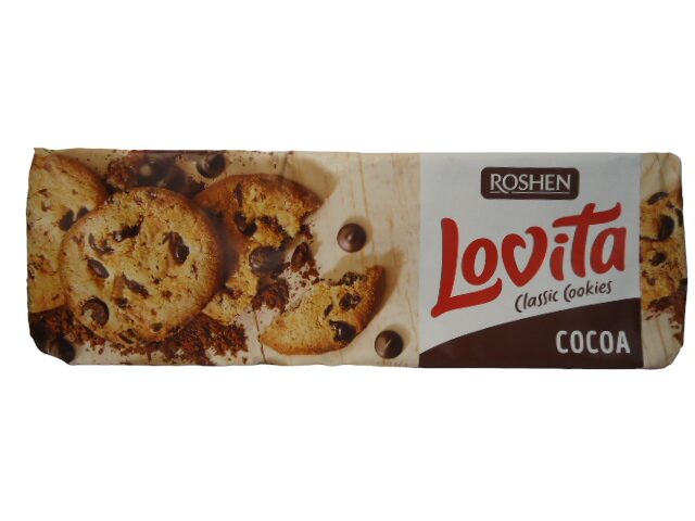 Печиво РОШЕН  Lovita Classic Cookies  з кусочками глазурі 150гр. (в ящ.16 шт.)
