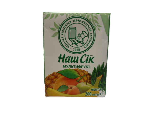 Сік ТМ Наш сік 0,2 л. Мультифруктовий  нектар (уп.27 шт.)