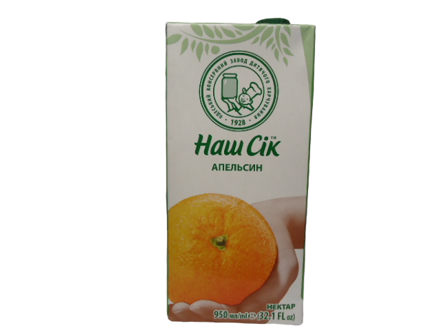 Сік ТМ Наш сік 0,95 л. Апельсин  (уп. 12шт.)