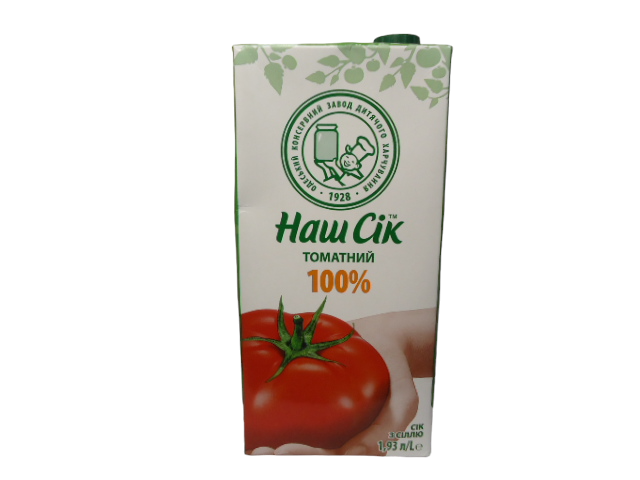 Сік ТМ Наш сік 1,93 л. Томат  100% сік з сіллю (уп.6 шт.)
