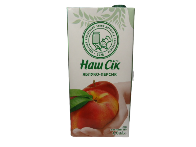 Сік ТМ Наш сік 1,93 л. Яблуко – персик (уп.6 шт.)