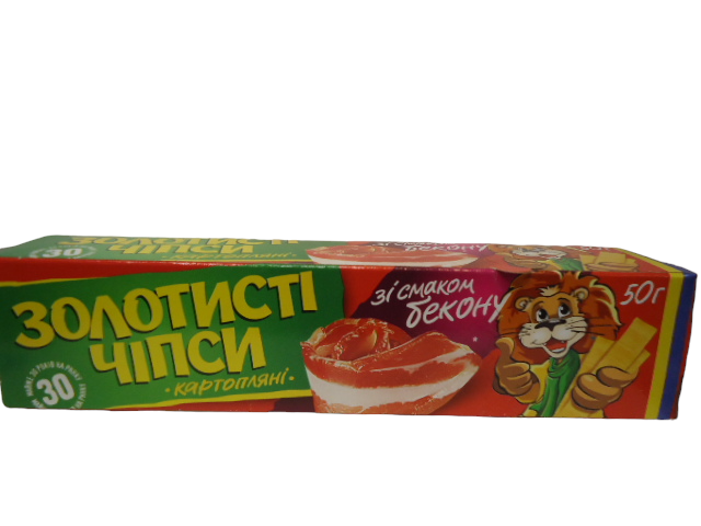 Чіпси Золотисті Бекон 50гр. (ящ.66шт.)