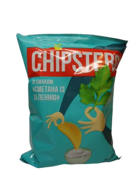 Чіпси Chipster`s 60гр. смак сметана та зелень (в ящ.28 шт.)