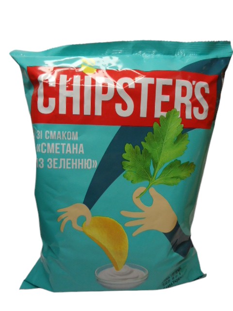Чіпси Chipster`s смак сметана зелень 110гр. (в ящ.16 шт.)