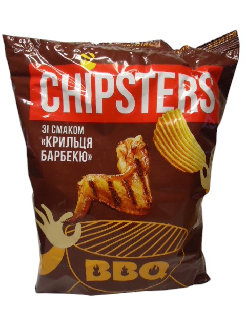 Чіпси Chipster`s хвилясті смак Крильця барбекю 110гр. (в ящ.16 шт.)