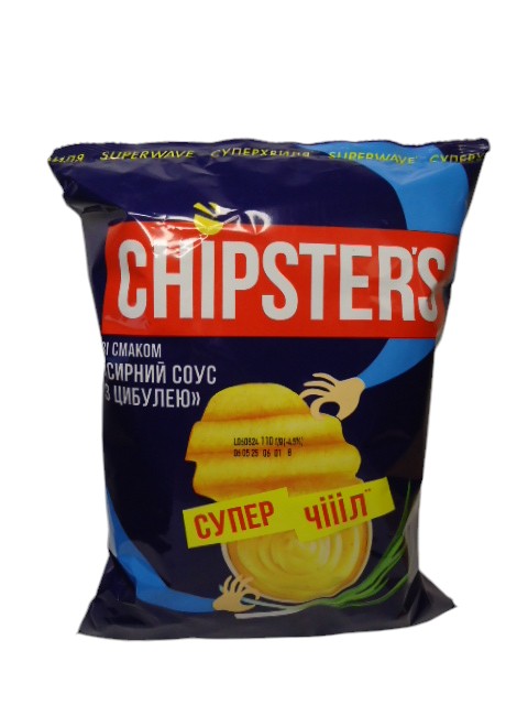 Чіпси Chipster`s хвилясті смак сирний соус та цибуля 110гр. (в ящ.16 шт.)