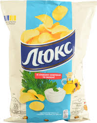 Чіпси ЛЮКС 125 гр. зі смаком сметани зелені (ящ.22 шт.)