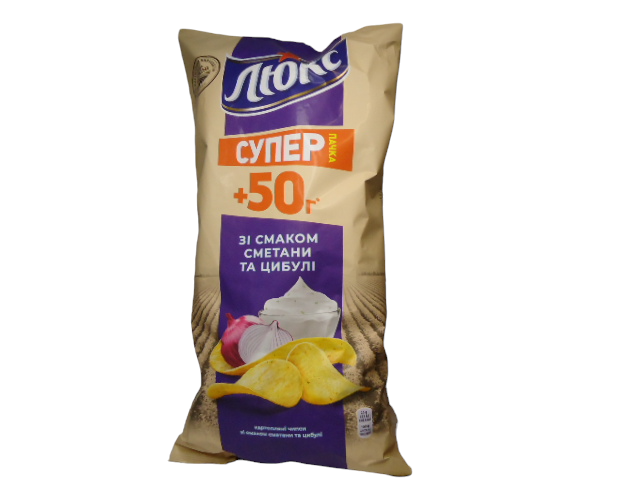 Чіпси ЛЮКС 170 гр. зі смаком сметани та цибулі (ящ.18 шт.)