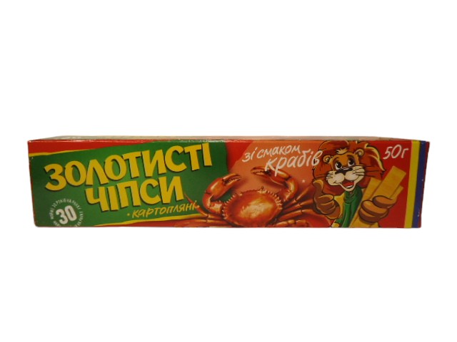 Чіпси Золотисті Краб 50гр. (ящ.66шт.)