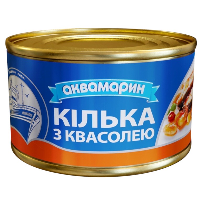 Консерви ТМ Аквамарин Кілька з Квасолею в том. соусі. 230г