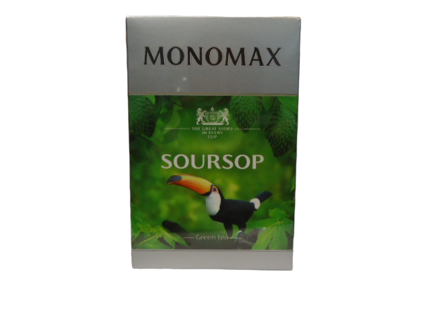 Чай МОНОМАХ зелений SOURSOP 90гр зі шматочками та ароматом саусепу (ящ. 16шт)