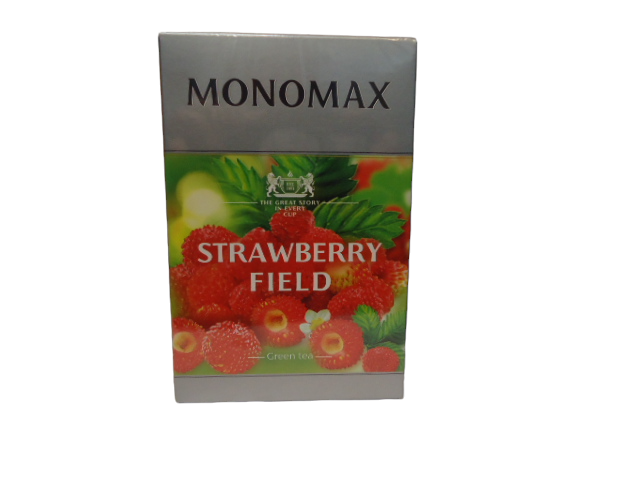 Чай МОНОМАХ зелений STRAWBERRY FIELD 80гр листовий з ягодами, пелюстками квітів та аромат (ящ. 16шт)