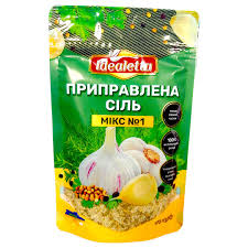 Сіль харчова Мікс №1 (свіжий часник,чорний перець та трави) дойпак 170 г