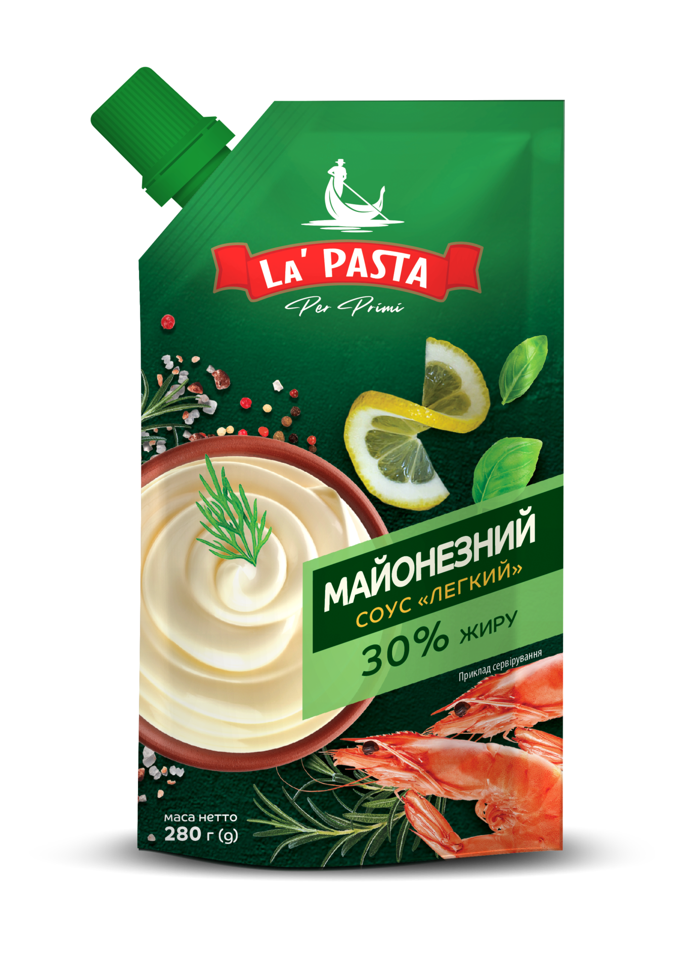 Майонезний соус “Легкий” 30%  “La Pasta” 280 гр дой пак (36 шт. в ящ.)