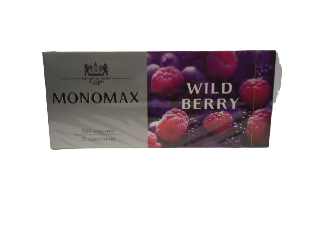 Чай МОНОМАХ 25 пак чорний з чорницею WILD BERRY з ниткою (ящ.18 шт.)