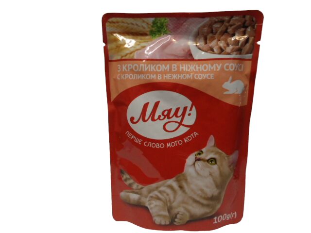 Корм для котів Мяу з кроликом 85г (ящ.24шт)