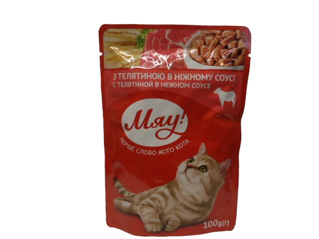 Корм для котів Мяу з яловичиною 85г (ящ.24шт)
